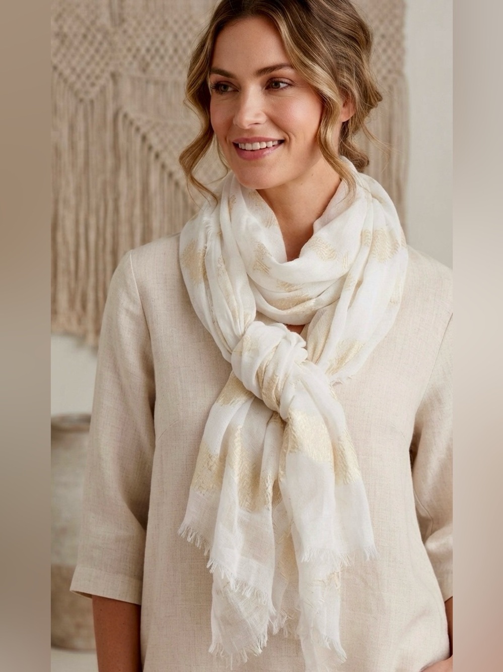 Bohemian Airy almost white scarf